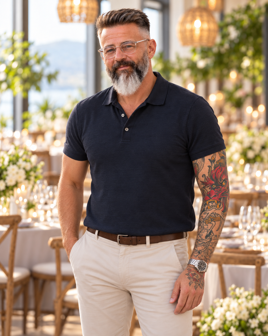 Andreas in einem festlich dekorierten Eventambiente
